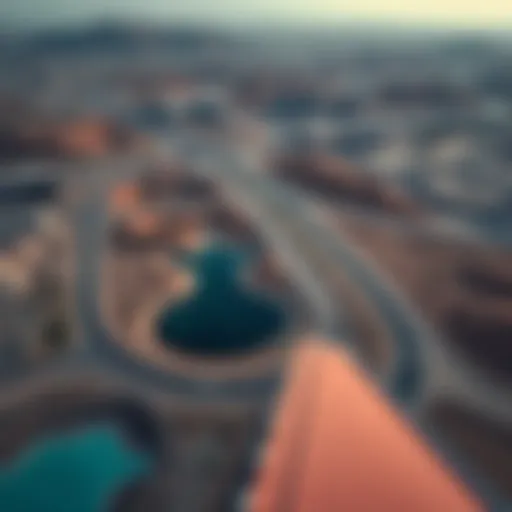 Aerial view of Al Jurf Ghantoot showcasing its landscape and real estate developments