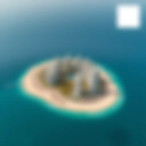 Aerial view of Blue Waters Island showcasing the stunning coastline