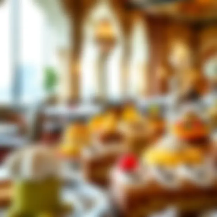 An array of colorful Arabian desserts highlighting the restaurant's offerings