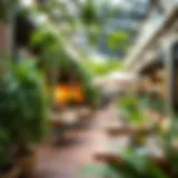 Charming Outdoor Dining at Dubai Mall Charming outdoor dining area with lush greenery