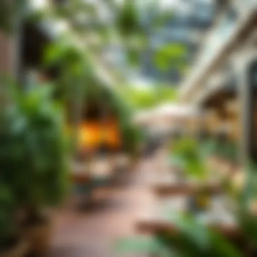 Charming Outdoor Dining at Dubai Mall Charming outdoor dining area with lush greenery