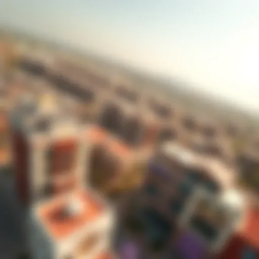 Aerial view of Zahiya, showcasing its modern architecture and vibrant community