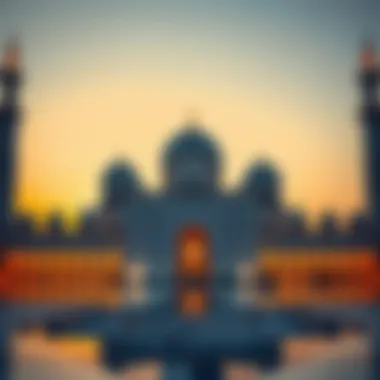 Sheikh Zayed Grand Mosque Majestic Sunset Stunning view of the Sheikh Zayed Grand Mosque at sunset