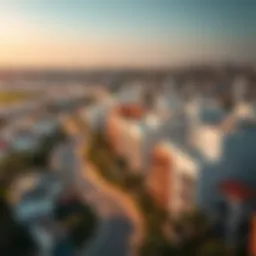 Panoramic view of an affordable residential neighborhood in Dubai