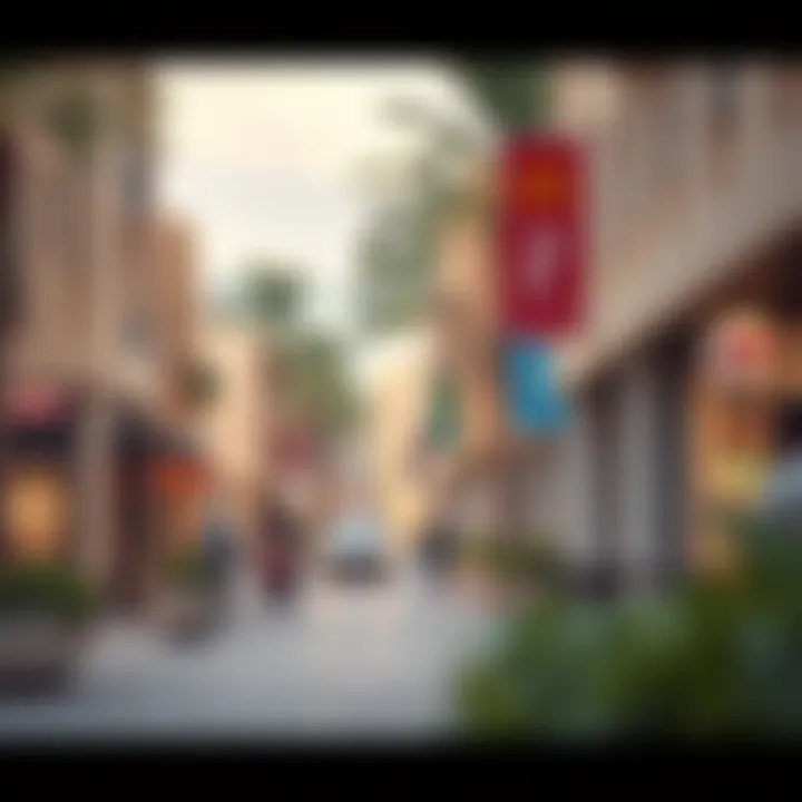 Street View of Lifestyle in Al Furjan A street view of Al Furjan featuring shops and cafes, illustrating the lifestyle options