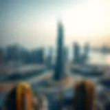 Stunning view of Al Jeel Tower against the Abu Dhabi skyline