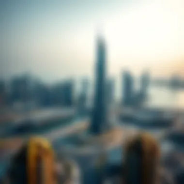 Stunning view of Al Jeel Tower against the Abu Dhabi skyline