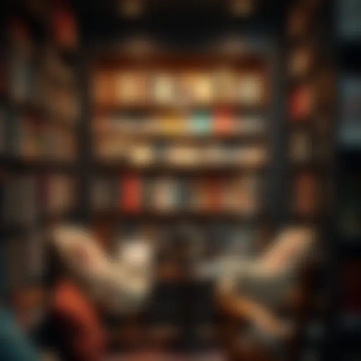 Cozy Reading Nook in Dubai Bookshop A cozy reading nook in a Dubai bookshop filled with a diverse selection of books.