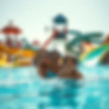 Splashing Fun at the Water Park A family enjoying a day at a water park in Dubai with thrilling slides and pools