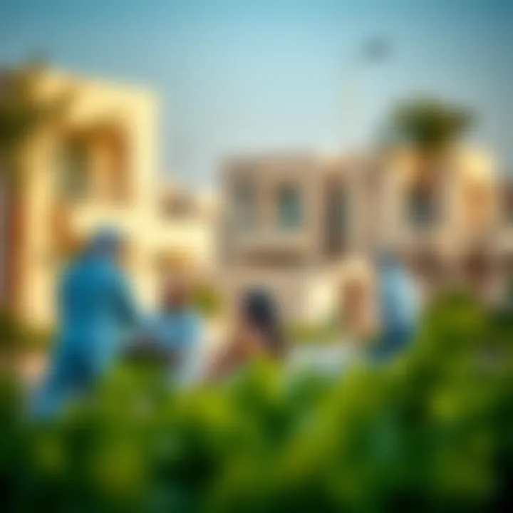 Community lifestyle in Al Nahda Two, highlighting residents' activities