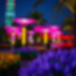 A vibrant display of illuminated flora at Dubai Garden Glow