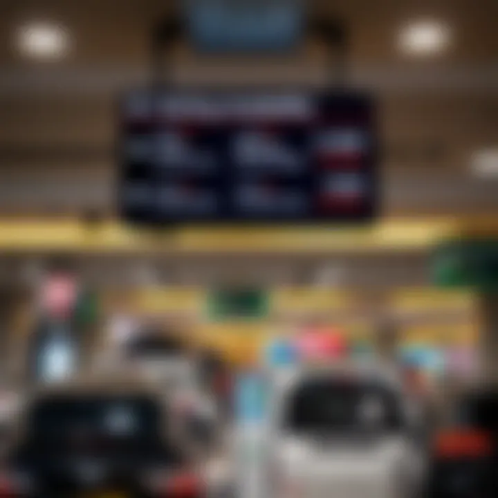 Digital signage displaying parking availability and pricing