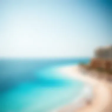 Pristine Beach in Dubai Panoramic view of a pristine beach in Dubai with clear blue waters