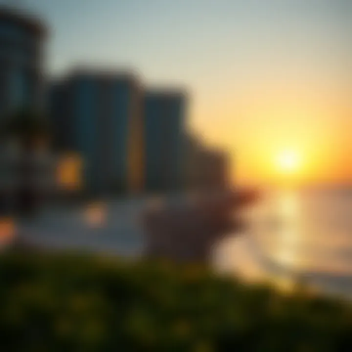 Scenic sunset over the edge of Dubai's coastline