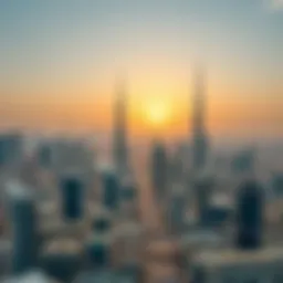 A skyline view of Dubai showcasing iconic landmarks
