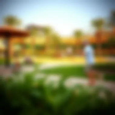 Recreational area in Muwaileh Park with families enjoying outdoor activities