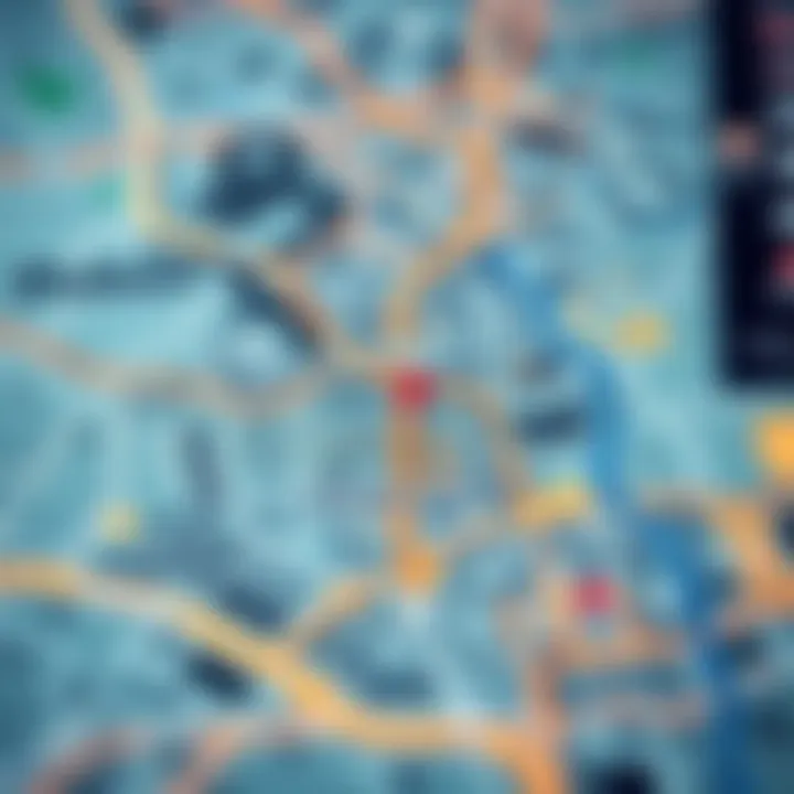 Map highlighting key neighborhoods in Dubai for renting.