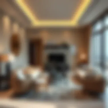 Spacious studio apartment highlighting elegant furnishings in Barsha