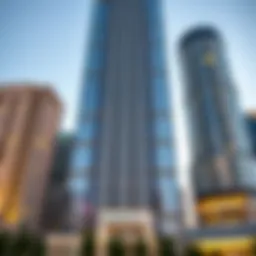 Stunning view of Standard Chartered Tower's facade in Downtown Dubai