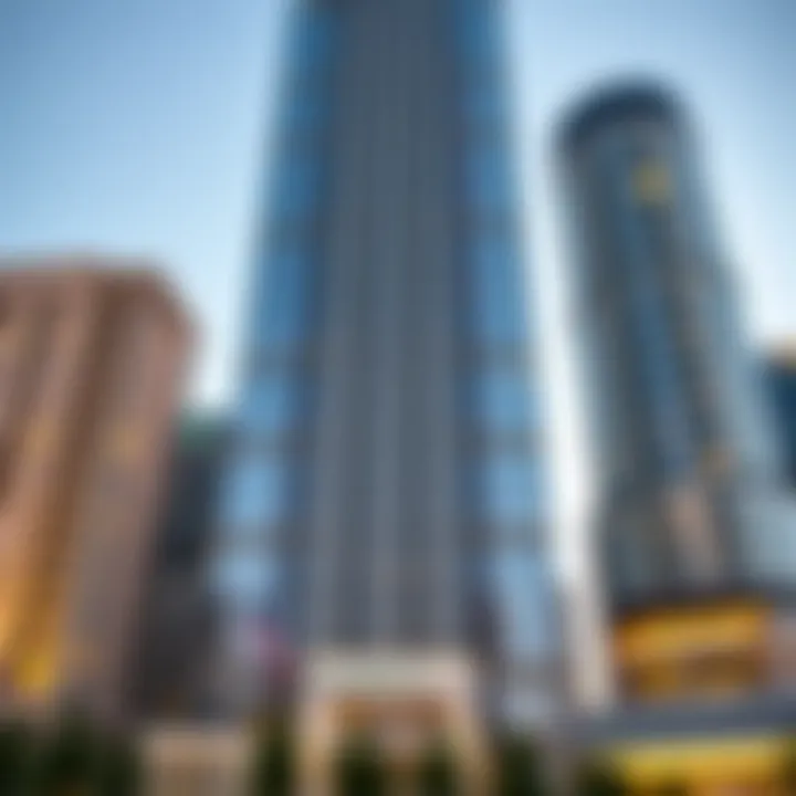 Stunning view of Standard Chartered Tower's facade in Downtown Dubai