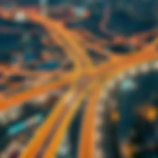 Aerial view of Metro Dubai showcasing its extensive route network