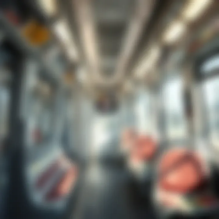 Interior of a Metro Dubai train highlighting passenger comfort and amenities
