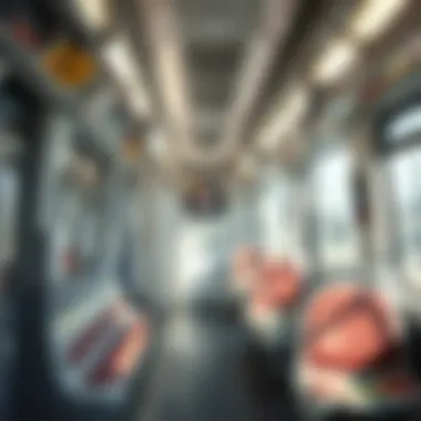 Comfortable Interior of a Metro Dubai Train Interior of a Metro Dubai train highlighting passenger comfort and amenities