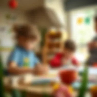 Children engaged in creative activities within the nursery