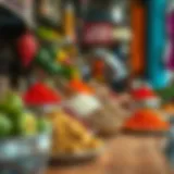 Colorful spices and herbs at a local market in Karama.