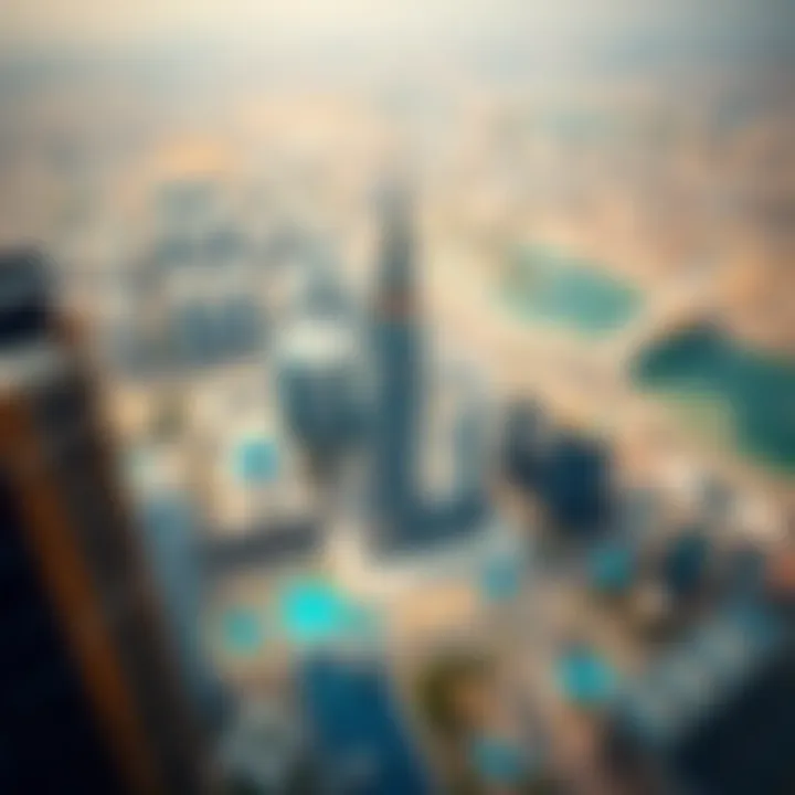 Aerial view of Dubai showcasing Ubora Tower's strategic location.