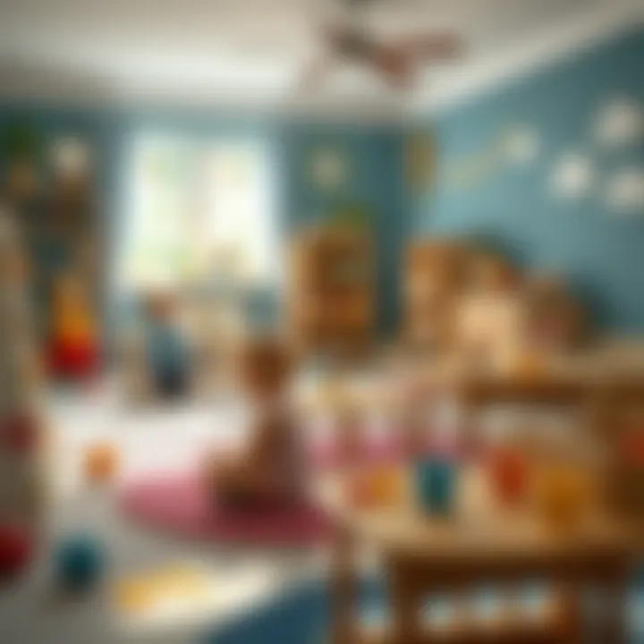 Engaging Activities in a Nursery A serene nursery environment with children engaging in activities