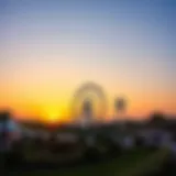 Panoramic view of the Global Village Ferris Wheel at sunset