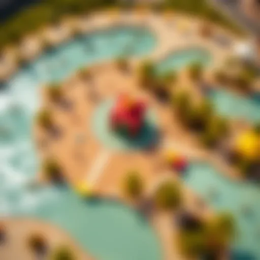 Aerial view of Hudayriat Splash Park showcasing its vibrant water features