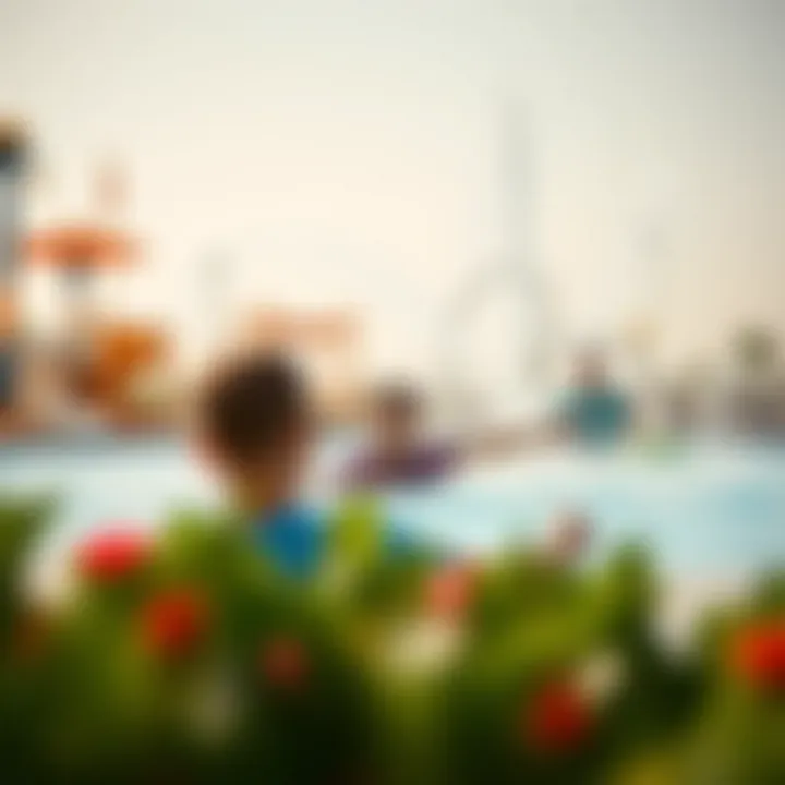 Families enjoying the splash zones and attractions within the park