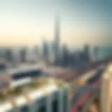 Dubai's Modern Skyline An aerial view of Dubai's skyline showcasing modern architecture