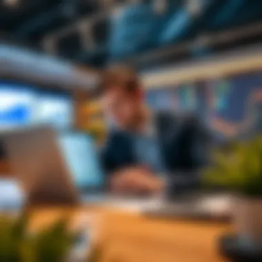 Market Analysis in Real Estate A professional analyzing real estate market data on a laptop