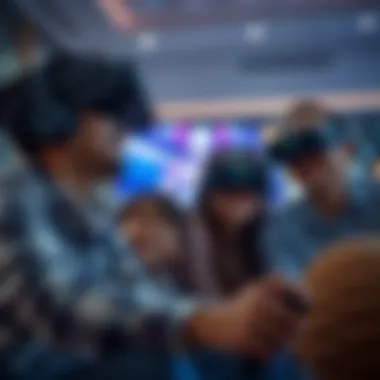 Family Bonding Over Virtual Reality Gaming A family enjoying a thrilling VR gaming session together