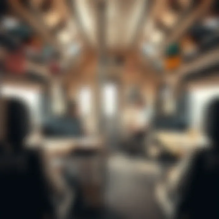 Interior of a modern train carriage highlighting passenger comfort and amenities