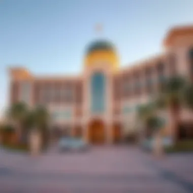 Architectural Marvel of Portofino Hotel Stunning exterior view of Portofino Hotel Dubai showcasing its architectural design