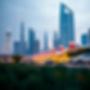 Dubai Skyline During Public Holidays Dubai skyline adorned with festive decorations