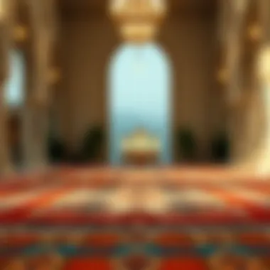 Prayer rug set up for evening prayers during Ramadan