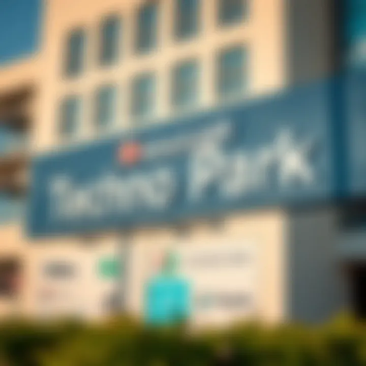 Signage of various tech companies within Techno Park.