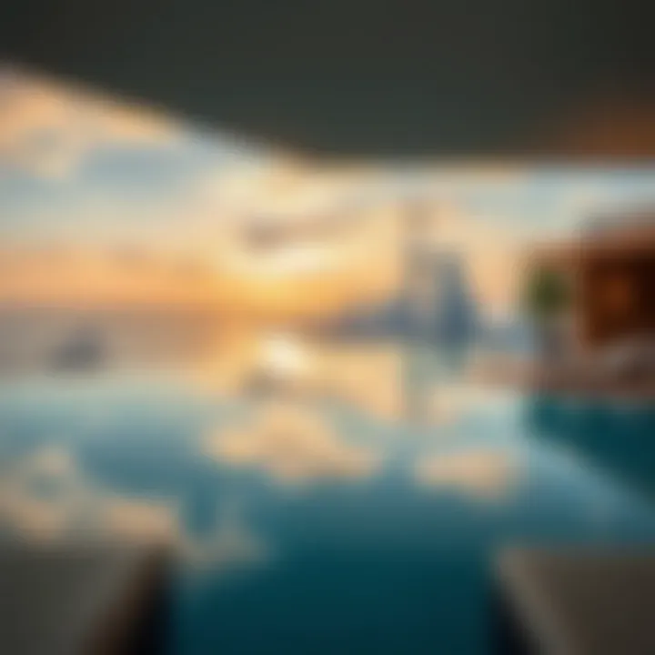 Infinity pool with skyline views in a penthouse at The Palm