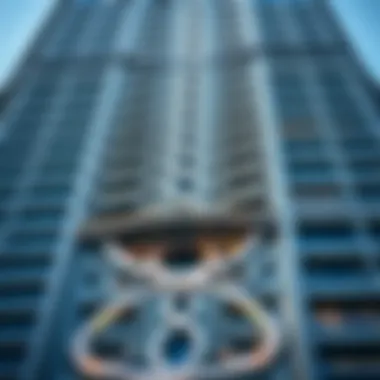 Close-up of the intricate facade of Tiger Tower