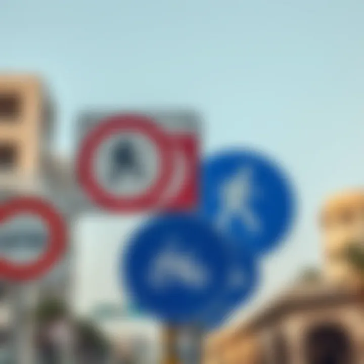 Road signs indicating traffic rules