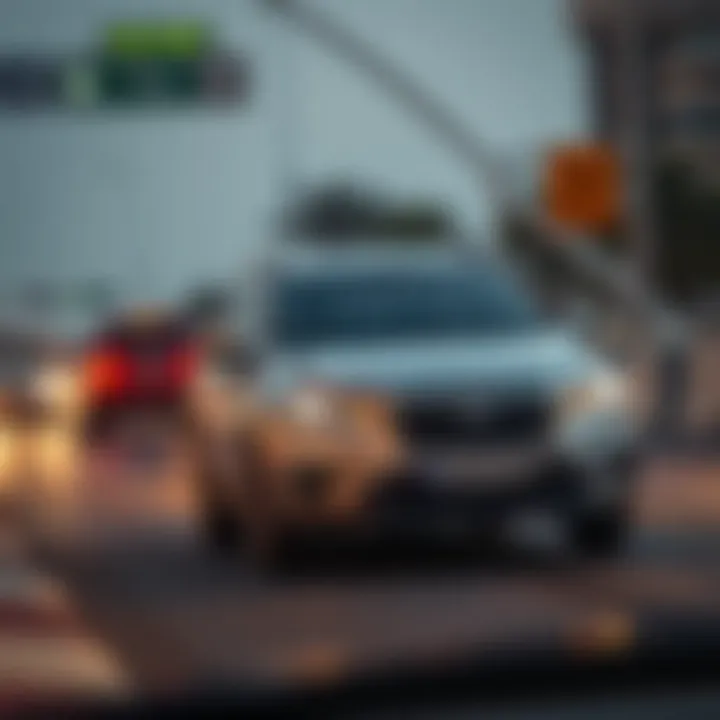 Car driving safely on Dubai road