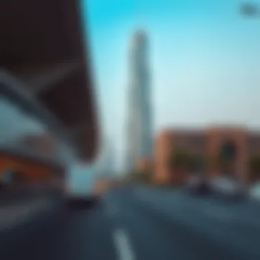 Sheikh Zayed Road with Al Saqr Business Tower View of Sheikh Zayed Road with Al Saqr Business Tower in the background