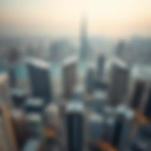 Aerial view of Dubai skyline highlighting residential towers