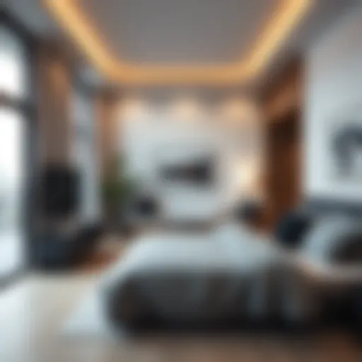 Elegant studio apartment interior showcasing modern design