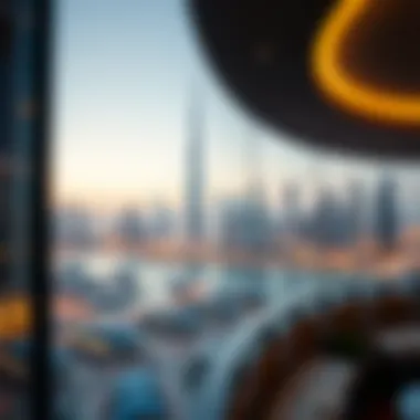 A virtual representation of the Dubai skyline with a calculator overlay